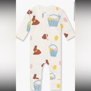 Baby Bunny & Basket Print One-Piece Bodysuit - Cream